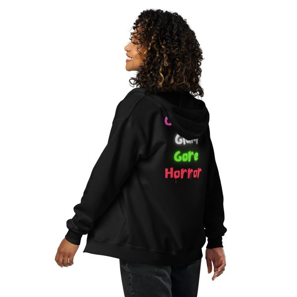 Glitter, Glam, Gore, Horror Black Monster Drag Zipper Hoodie - Image 2